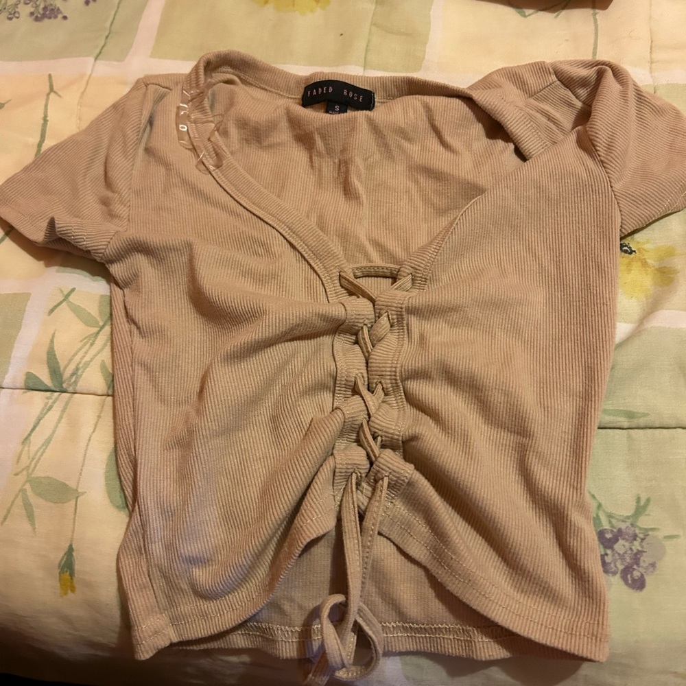 Brown crop top low cut